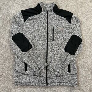 Greg Norman Tasso Elba Zip Jacket M Gray Mock Neck Sweater Golf‎ Elbow Patches